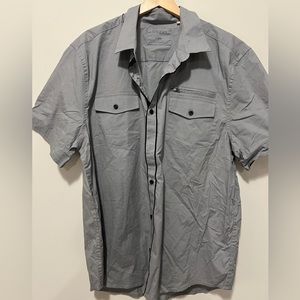 Guess Gray Zipper Chest Short Sleeve Dress Shirt